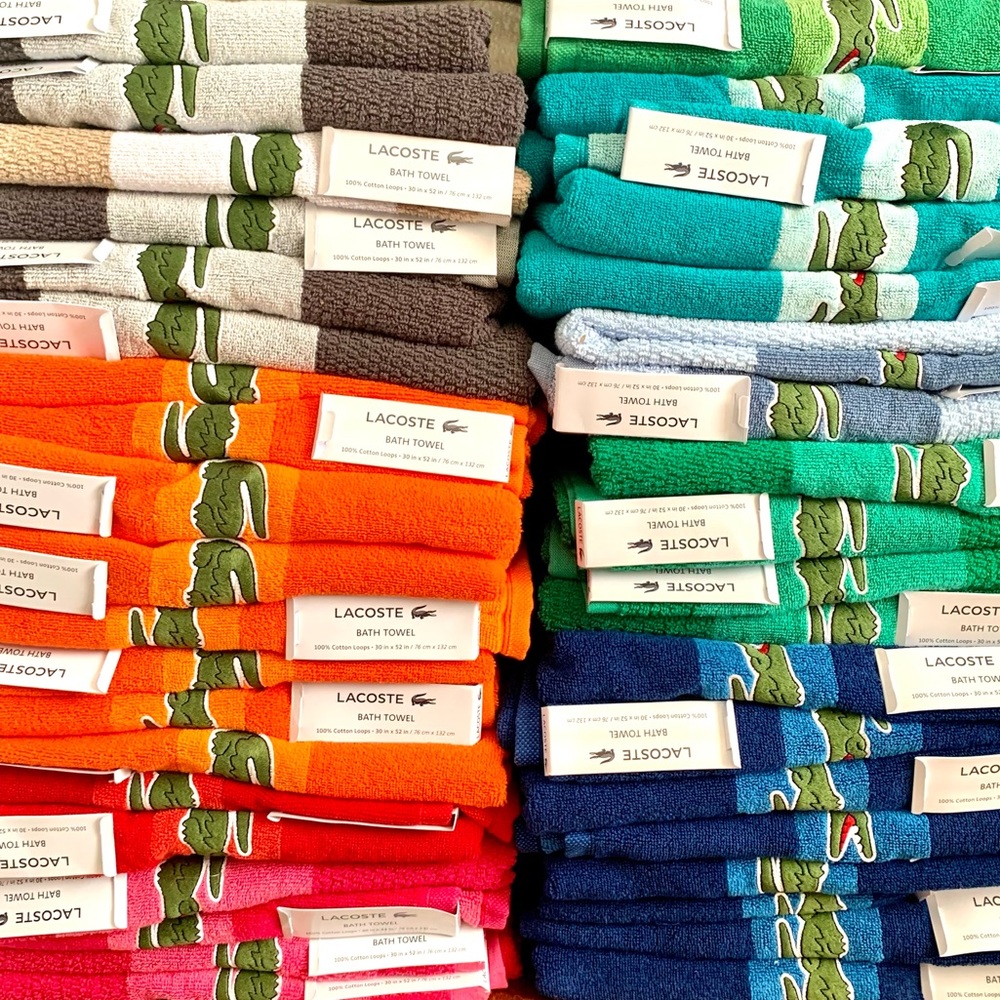 6 x Lacoste Large Bath Pool Towel variation 30”x52” new with tag various colors